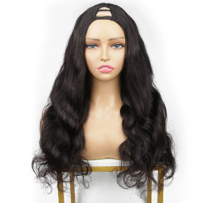 Wig for plush texture-12 Inch Body Wave V Part Wig