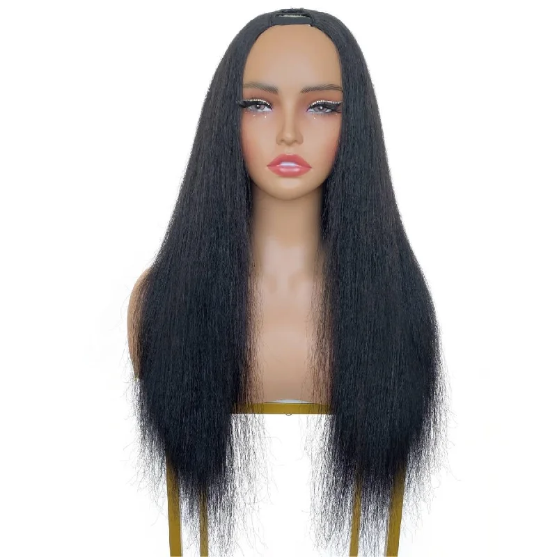 Wig for chill texture-12 inch Yaki Straight V Part Wig