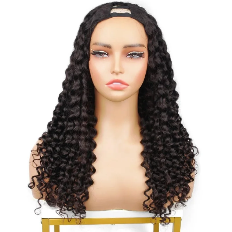 Synthetic wig for comic con-14 Inch Italian Curl V Part Wig