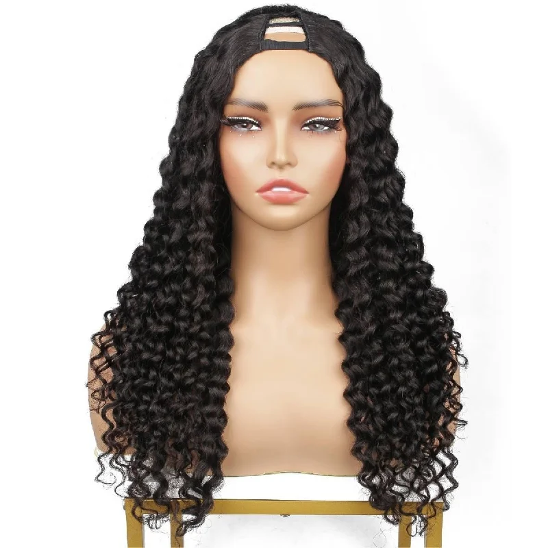 Medium length wig with dramatic curls-14 Inch Latin Wave V Part Wig