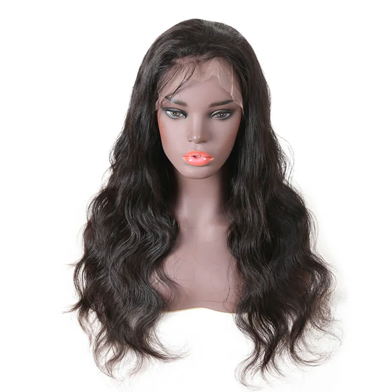 Short black wig with dramatic texture-150% Density Brazilian 13x6 Lace Frontal Wig Body Wave