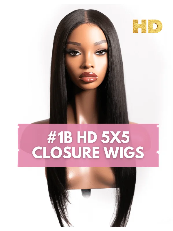 Long wavy wig with dramatic waves-5x5 HD Lace Closure Wig #1b 200% Glueless Wig