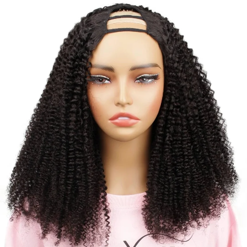 Wig for relaxed vibe-Afro Kinky Curly U Part Wig