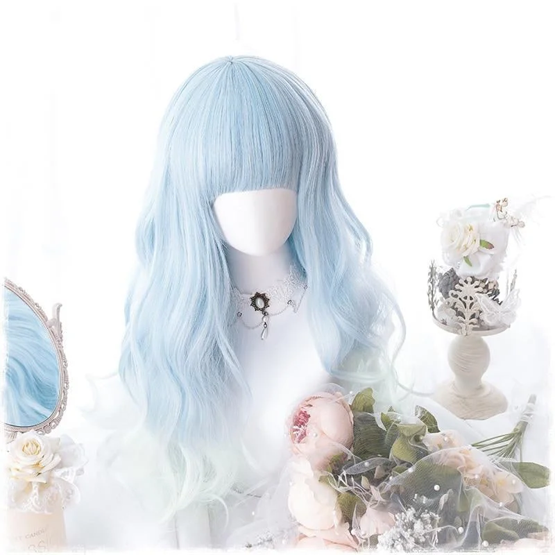 Lace wig for sunny days-Baby Blue Wavy Wig