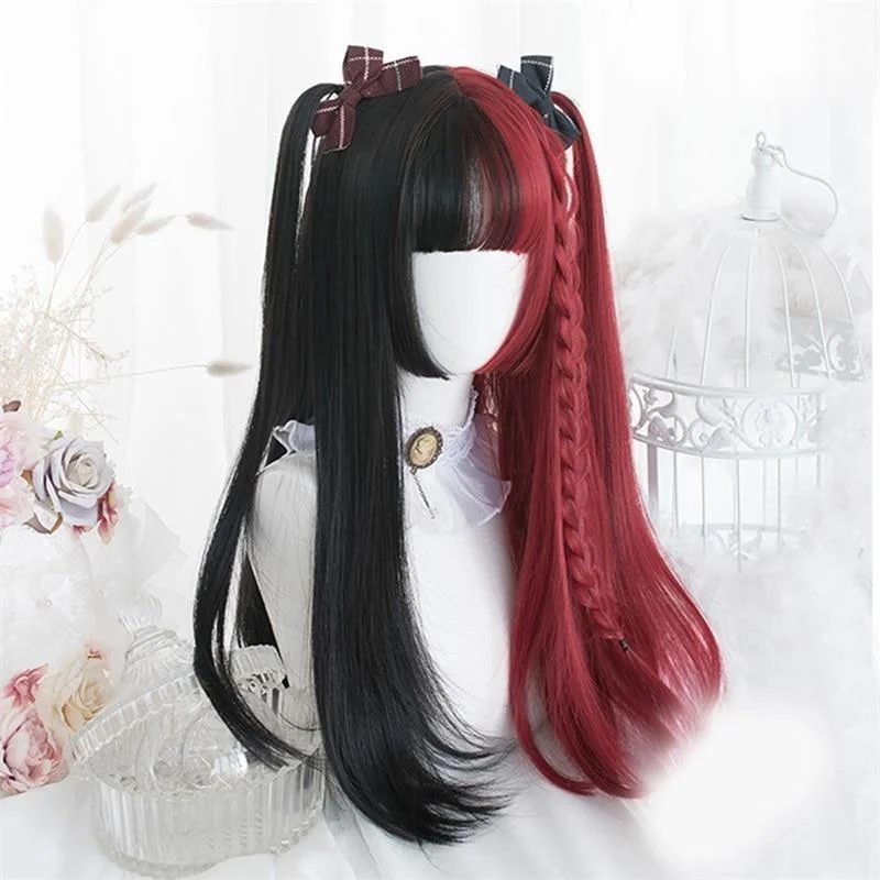 Curly wig with soft texture-Black & Red Wig