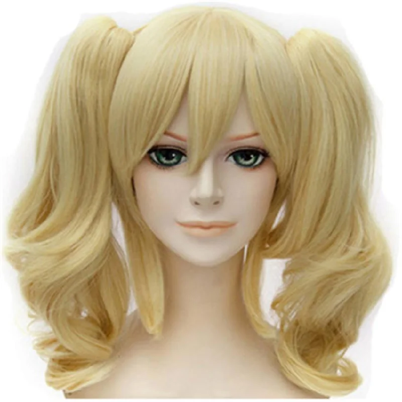 Blonde bob wig with dramatic waves-Blonde Pigtail Wig