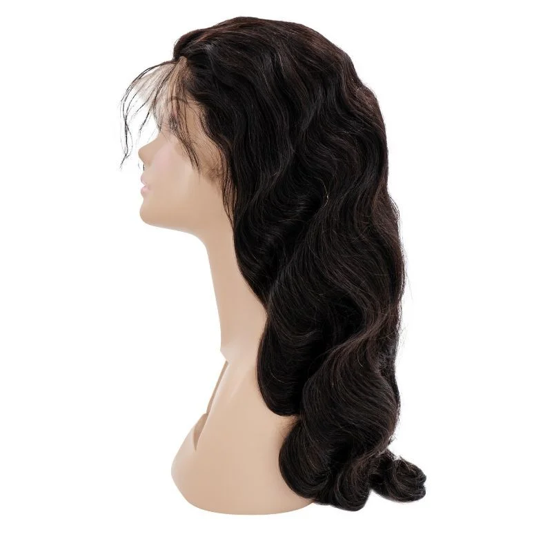 Long black wig with tight waves-Brazilian Body Wave Full Lace Wig