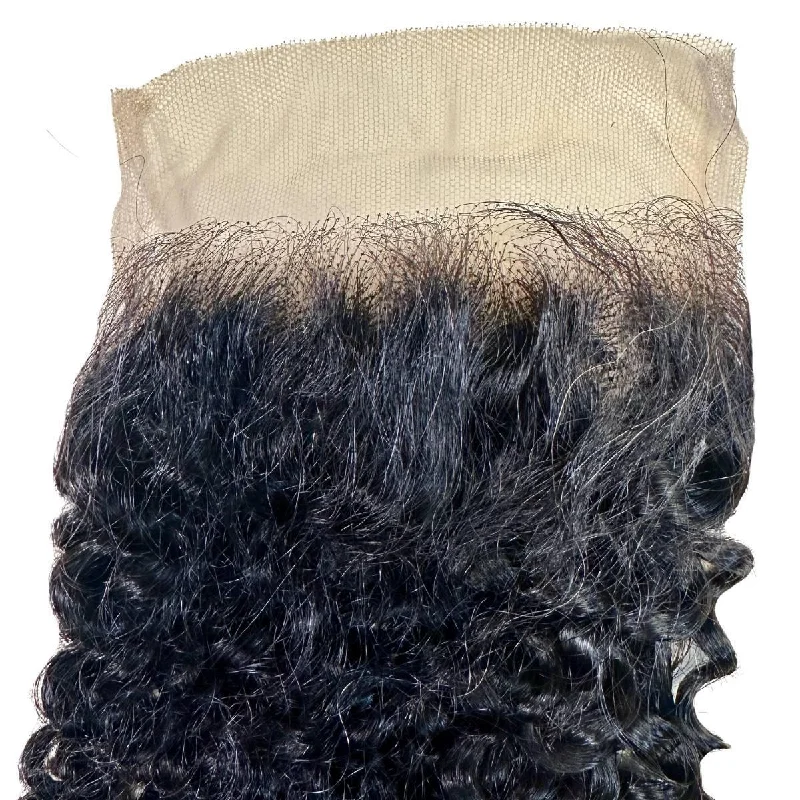 Curly wig for sunny weather-Brazilian Kinky Curly 4x4 Transparent Closure