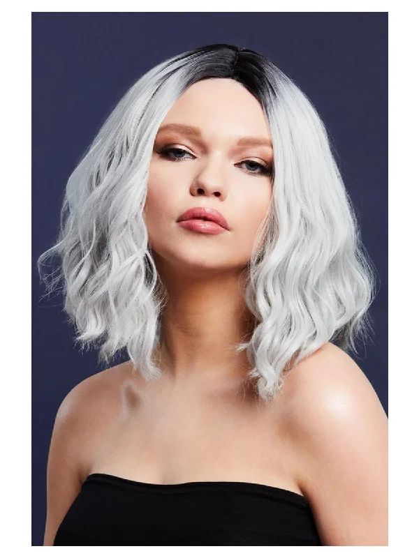 Side part wig with waves-Cara Wig - Two Toned Blend, Ice Silver