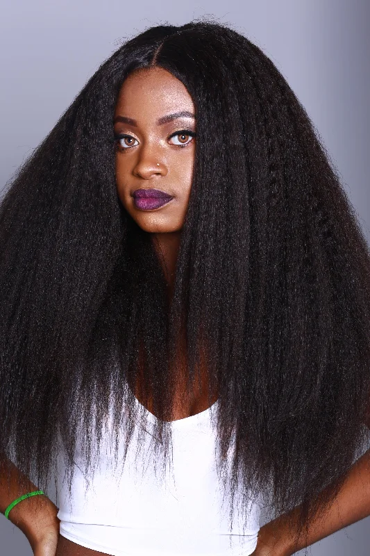 Lace wig with soft curls-SALE - Luxury Kinky Straight Wig - Closure