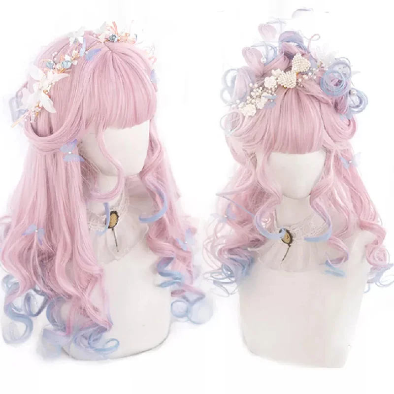 Wig for chill vibe-Dainty Blue Pink Ombre Wig