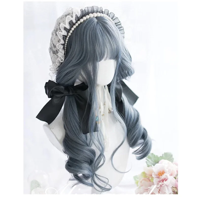 Wig for evening style-Dark Blue Gothic Wig