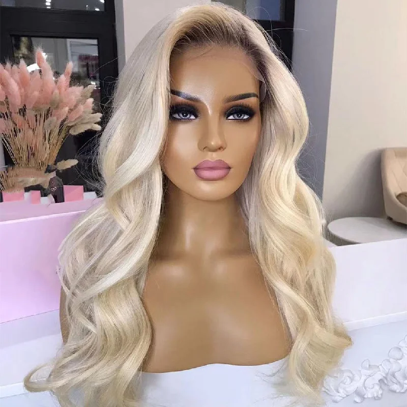 Wig for luxe look-European Virgin Hair Wig Unprocessed 613 Blonde Color Natural Wave With Pre-pluck Deep Undetectable Lace Front Wigs