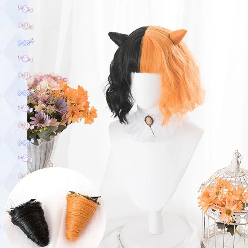 Short black wig with texture-Halloween Bob Wig