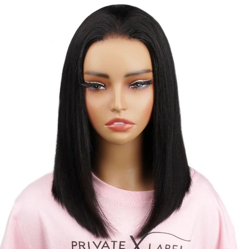 Lace wig for comic con-Jet Black 2x6 HD Closure Bob Wig