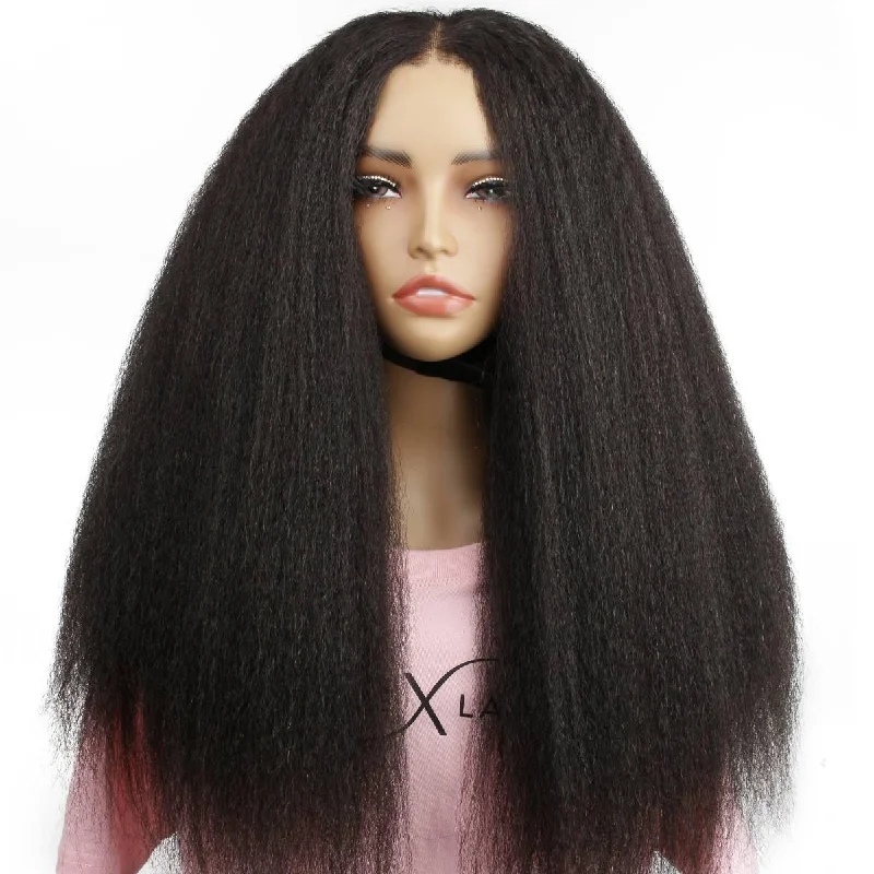 Wig for striking flair-Kinky Straight HD 2x6 Closure Glueless Wig