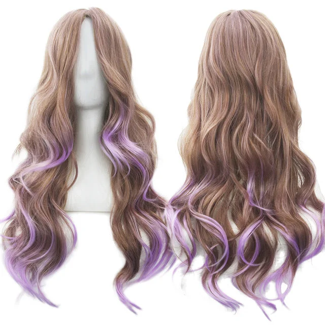 Curly Light Brown / Purple