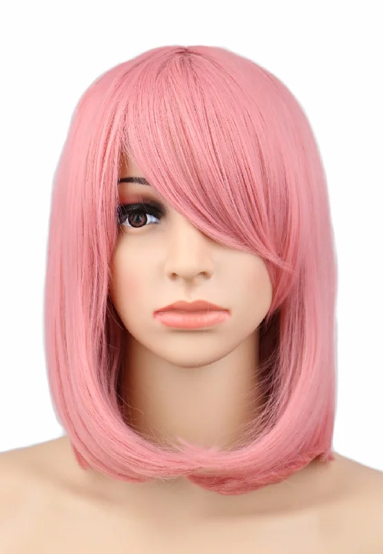 Wig for lush flair-Pink Bob With Fringe Wig