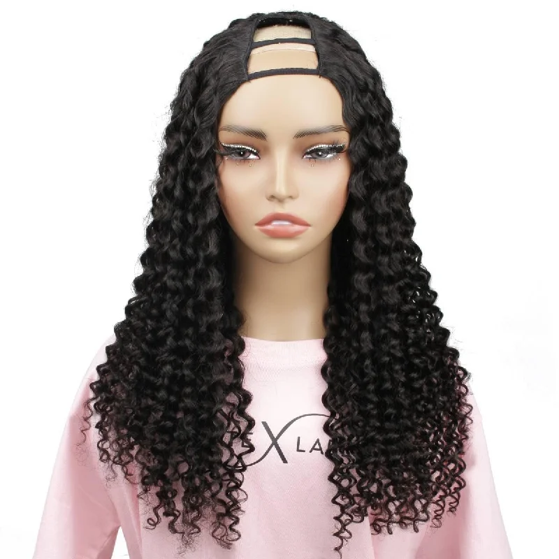 Wig for dance festival-Tight Curl U Part Wig