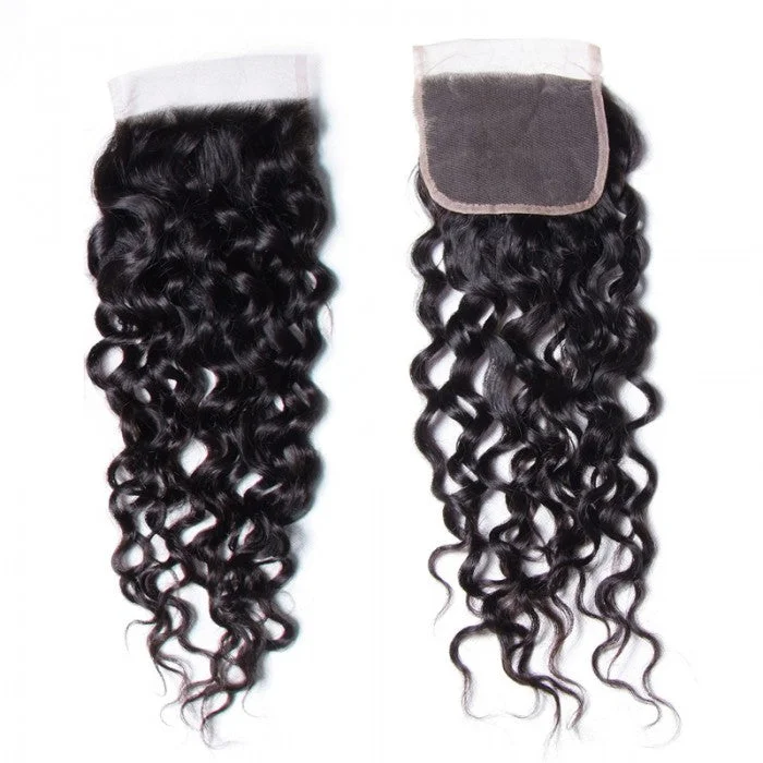 real person hair ring real craft-Hair Water Wave 1pcs Free Part Lace Closure 100% Human Hair Swiss Lace Closure