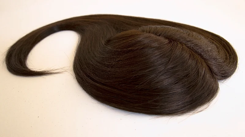 real person hair ring top-tier band-#2 Dark Brown 18" Human Hair Topper