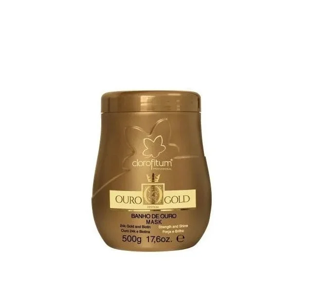 Moisturizing hair care for sheen-24k Gold Bath Strenght Shine Nourishing Hair Treatment Mask 500g - Clorofitum