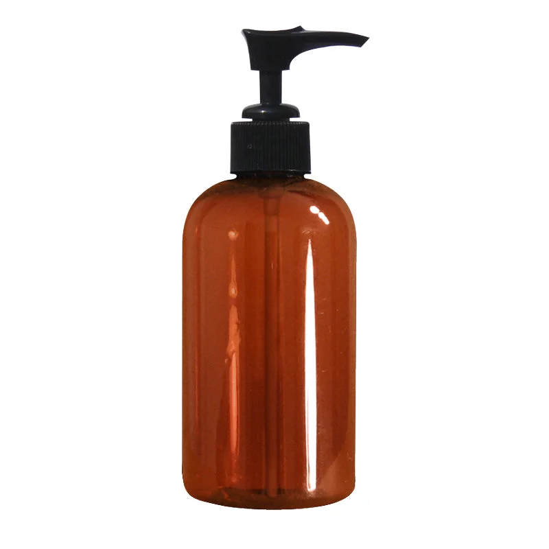 Gloss lotion-8 oz Amber Plastic Bottle with Black Pump