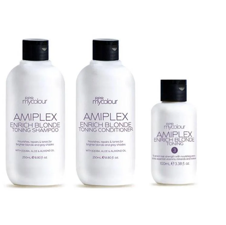 Hydrating mist-Amiplex RPR Amiplex Enrich Blonde Shampoo Conditioner and Stage 3 Treatment Kit