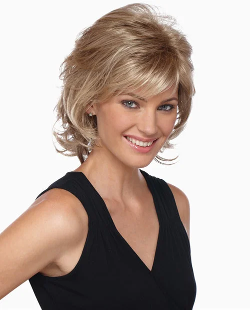 Synthetic wigs with ocean waves-Angela Synthetic Wig By Estetica | Mid-Length, Wavy | Basic Cap