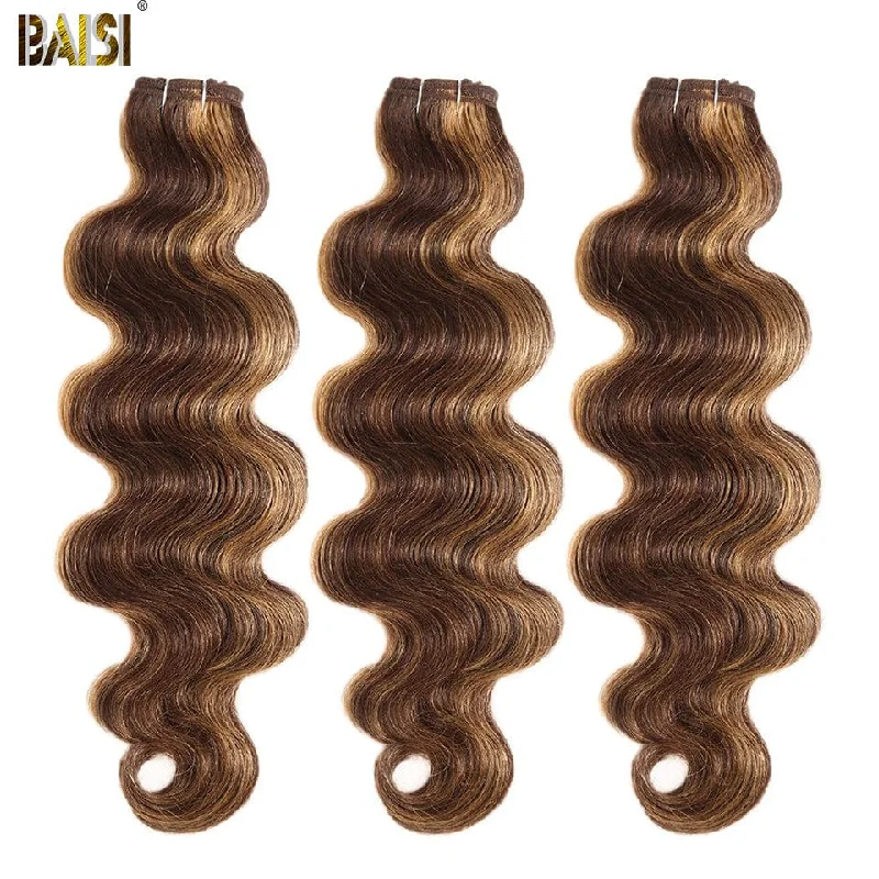 real person hair ring vibrant gift-BAISI Highlight Bundles Body Wave Weave Human Hair 10A Grade