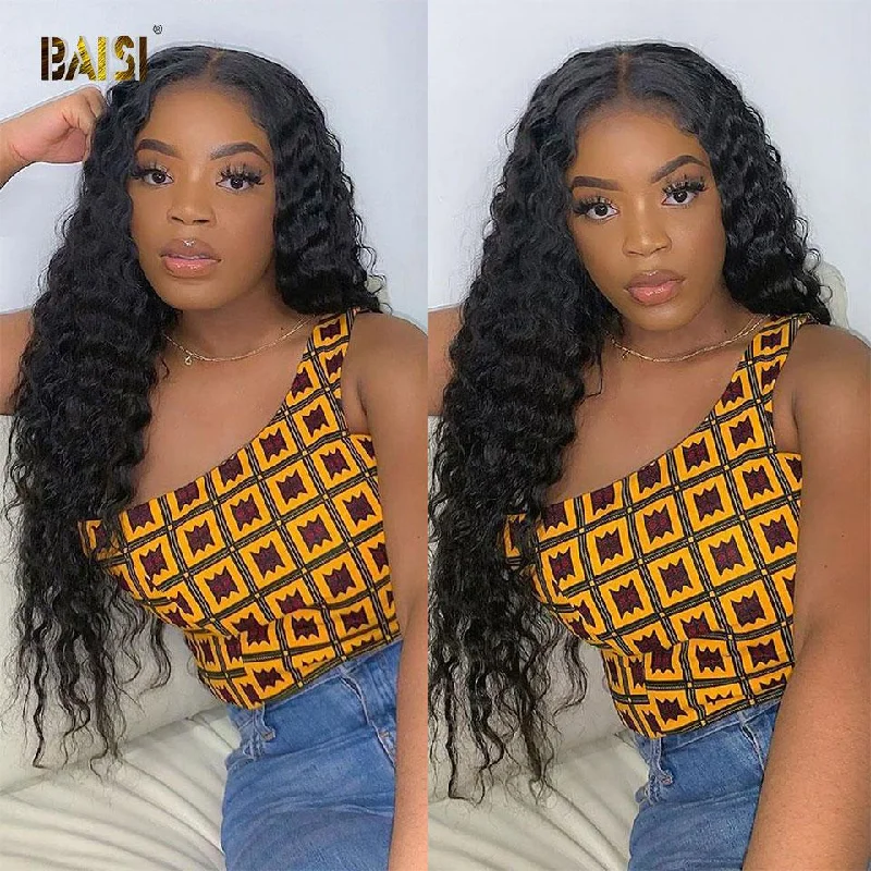 real person hair ring tailored ring-BAISI U Part Wig Deep Wave 100% Human Hair Wigs