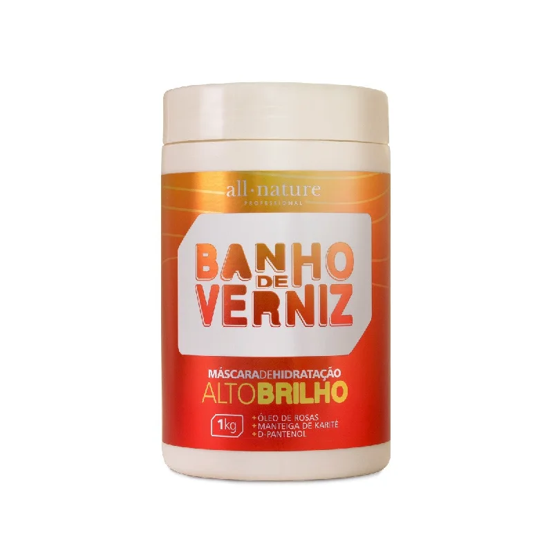 Hair care products with kiwi-Banho de Verniz Varnish Bath Shea Rose D-Panthenol Shine Mask 1Kg - All Nature