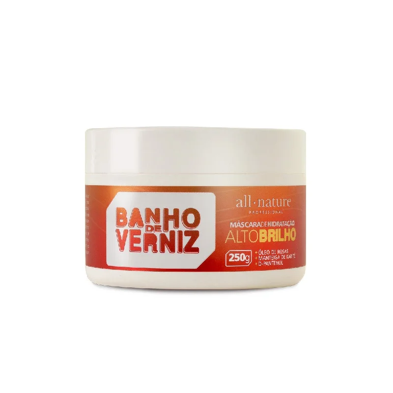 Best hair care for hair nourishment-Banho de Verniz Varnish Bath Shea Rose D-Panthenol Shine Mask 250g - All Nature