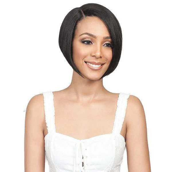 real person hair ring charming gift-Bobbi Boss 100% Human Hair Sleek Bob Lace Front Wig - MHLF403 HH SHANTEL