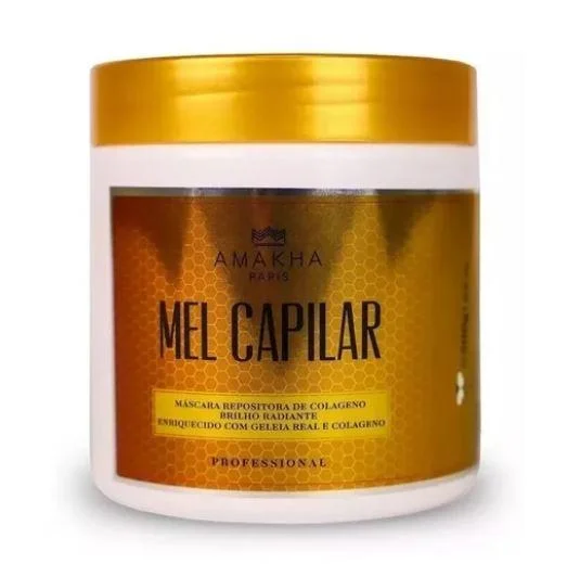 Hair care tips for hair sheen-Capillary Honey Collagen Repository Royal Jelly Brightness Mask 500g - Amakha