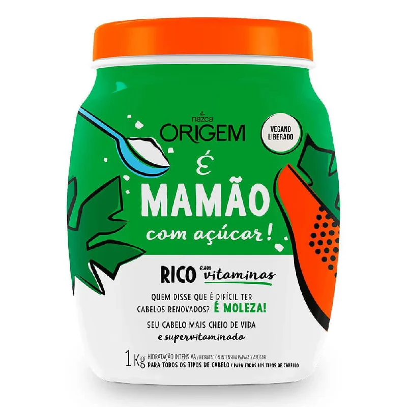 Hair care for gummy scalp-Origem Moisturizing Mamão Papaya Sugar Vitamins Hair Mask 1kg - Nazca