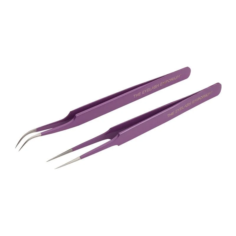 Body lotion-The Eyelash Emporium Set Piece Straight and Curved Tweezer Set - Purple