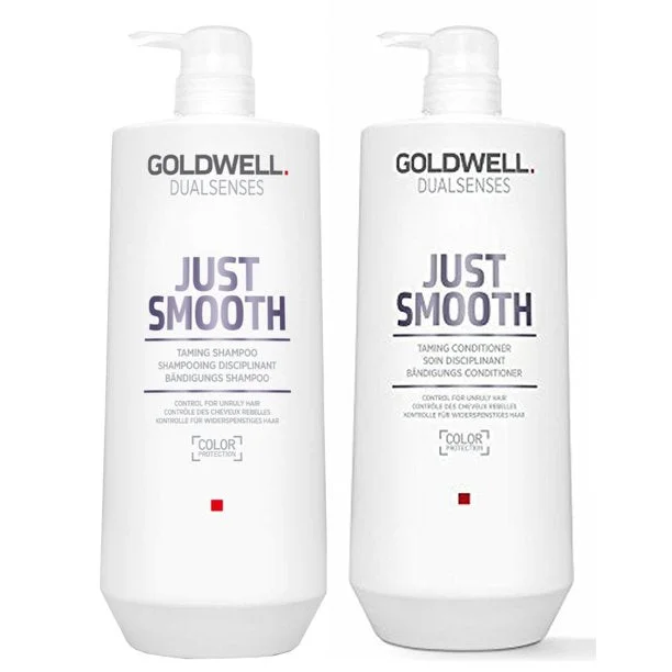 Curl boosting cream-Goldwell Dualsenses Just Smooth Taming Shampoo and Conditioner Liter Duo Set