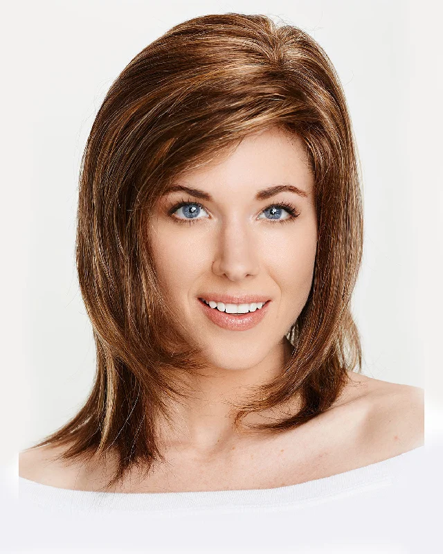 Synthetic wigs with delicate bangs-Hollywood | Monofilament Synthetic Wig by Dream USA