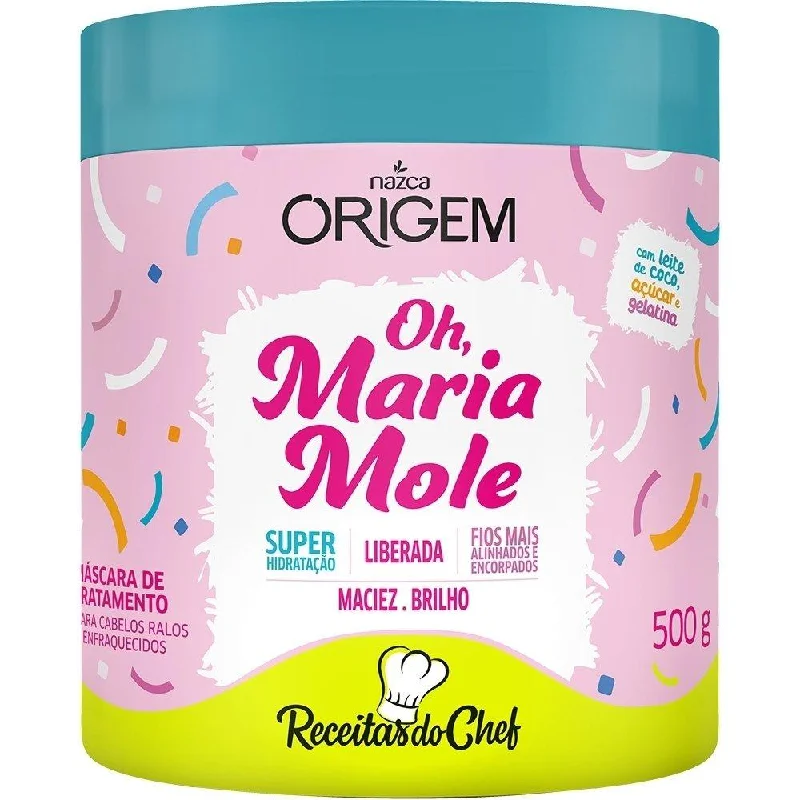 Natural hair care for curl revival-Oh Maria Mole Origem Shine Brightness Softness Treatment Mask 500g - Nazca