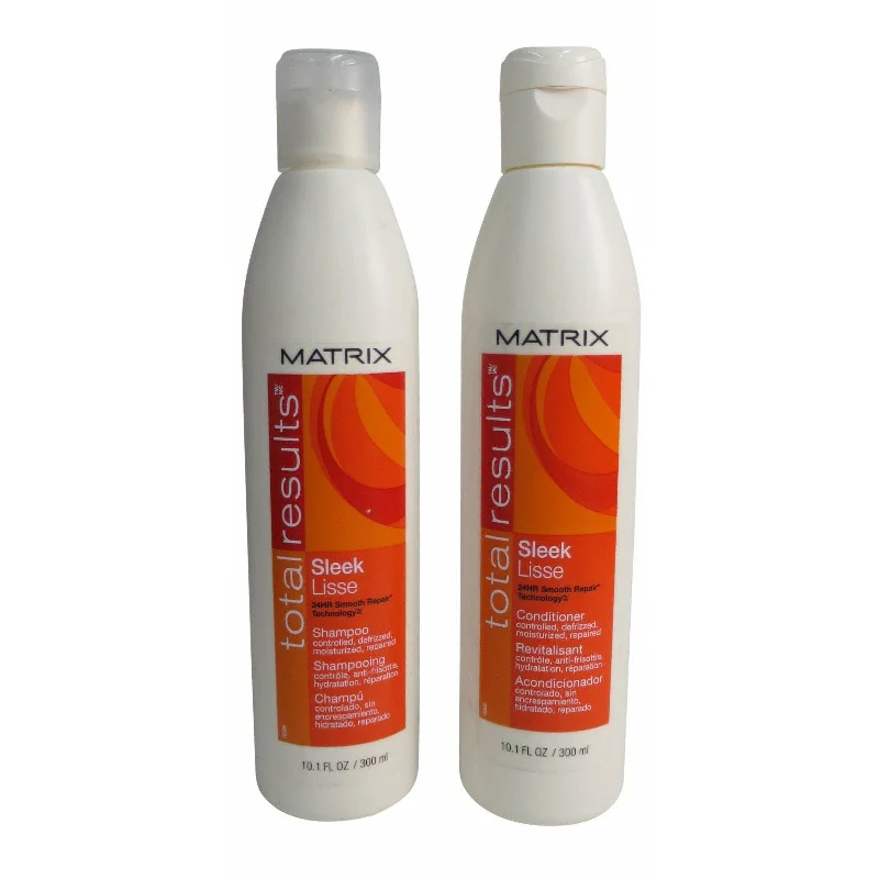 Air-dry cream-Matrix Total Results Sleek Lisse Smooth Repair Shampoo & Conditioner 10.1 oz ea