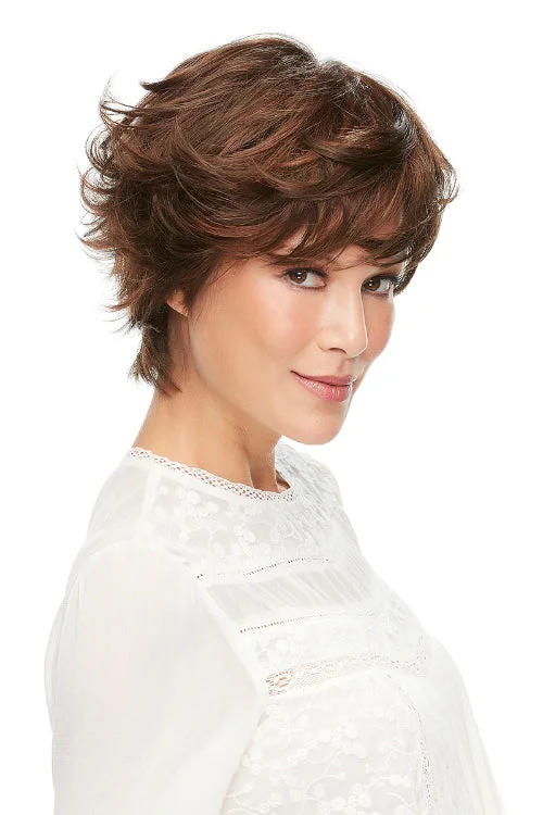 Synthetic wigs with bent layers-Meg Synthetic Wig by Jon Renau | Short, Wavy | Hand Tied | Full Mono Cap