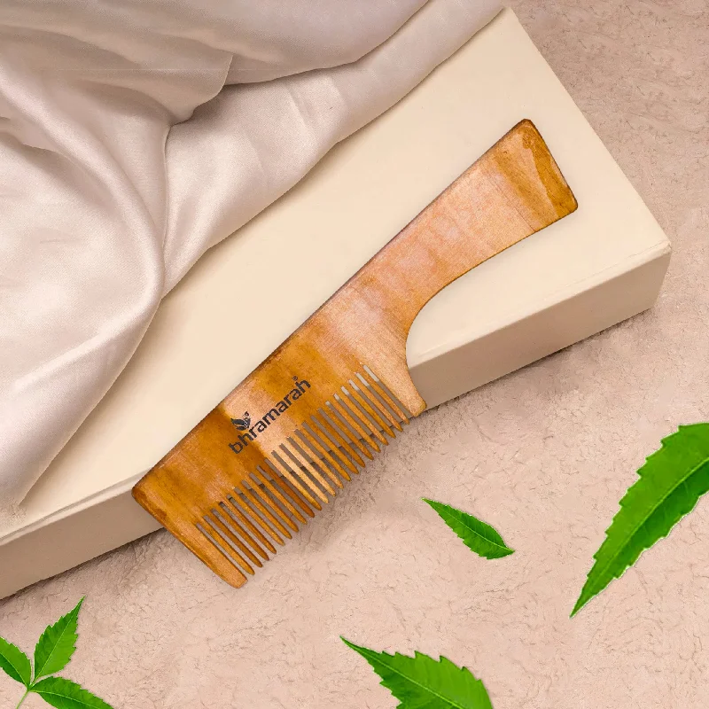 Neem wood comb (Detangle comb for hair growth with handle)