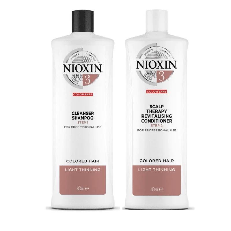 Height booster-SEASONAL NIOXIN 3D CARE SYSTEM 3 - CLEANSER SHAMPOO AND REVITALISING CONDITIONER FOR COLOURED HAIR WITH LIGHT THINNING 1L DUO