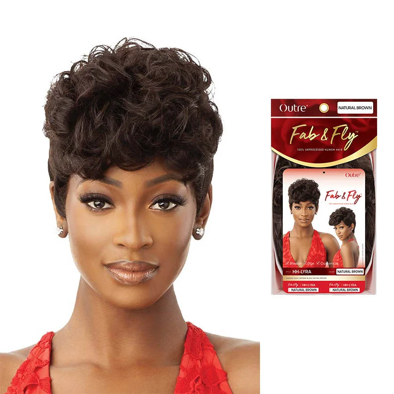 real person hair ring natural ring-OUTRE Fab & Fly 100% Unprocessed Human Hair Full Cap Wig - LYRA