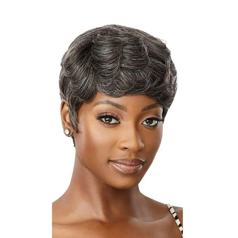 real person hair ring historic ring-OUTRE Fab & Fly Gray Glamour 100% Unprocessed Human Hair Wig - ADDISON