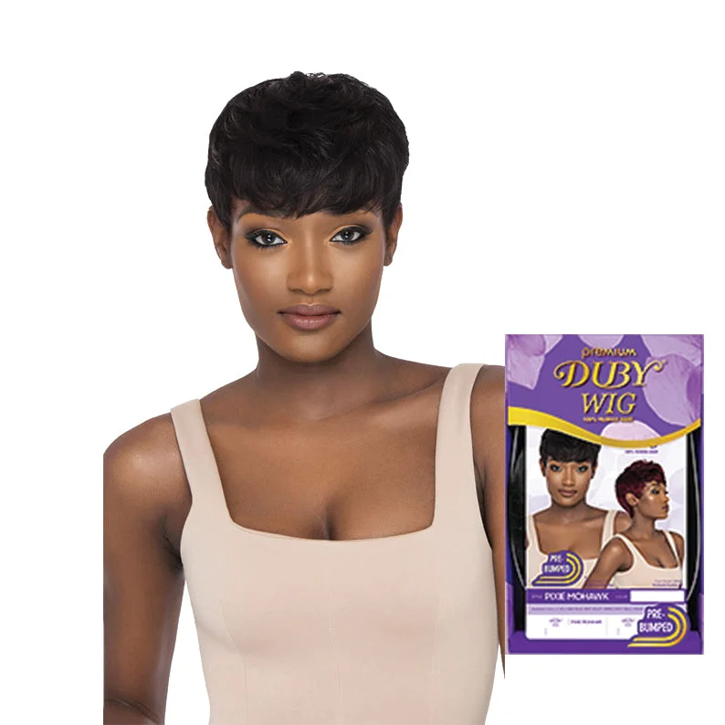 real person hair ring lasting band-OUTRE Perimium Duby Wig Human Hair Full Cap Wig - PIXIE MOHAWK