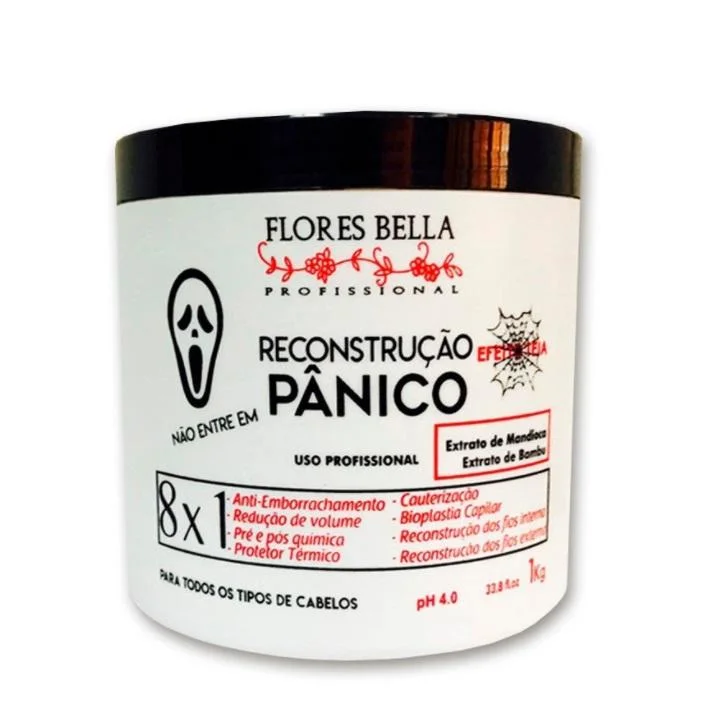 Hair care tips for hair thickness-Pânico Panic Reconstruction 8x1 Treatment Bamboo Cassava Mask 1Kg - Flores Bella