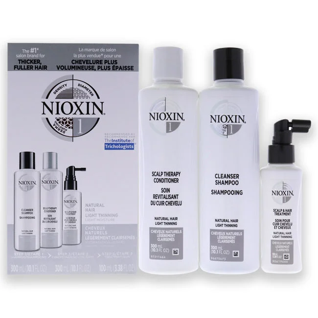 Scalp refreshing cream-Nioxin System 1 Kit by Nioxin for Unisex - 3 Pc 10.1oz Cleanser Shampoo, 10.1 oz Scalp Therapy Conditioner, 3.38oz Scalp and Hair Treatment