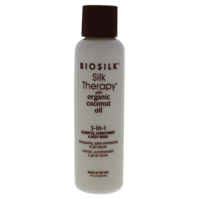 Edge defining cream-Biosilk Silk Therapy with Coconut Oil 3-In-1 by Biosilk for Unisex - 1 oz Shampoo, Conditioner and Body Wash